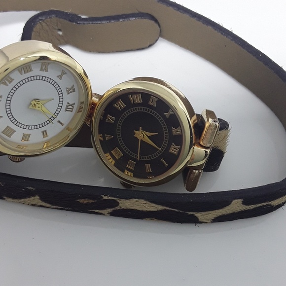 Leopard Print Double Time Zone Wrap Watch new batt - Picture 3 of 3